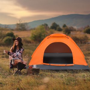Single-Person Orange Camping Tent